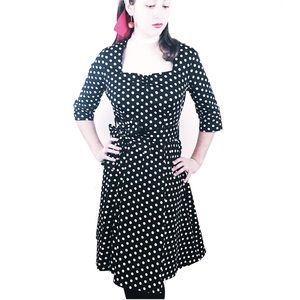 Retro 50s Polka Dot Sweetheart Dress Black & White